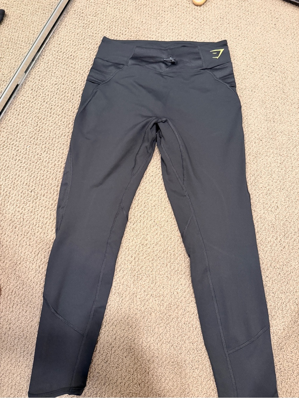 Gymshark Black High-Waisted Performance Leggings with Subtle Logo